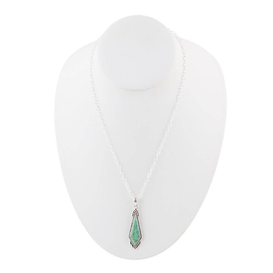 Anemone Long Diamond Turquoise and Sterling Silver Necklace ANEMN04