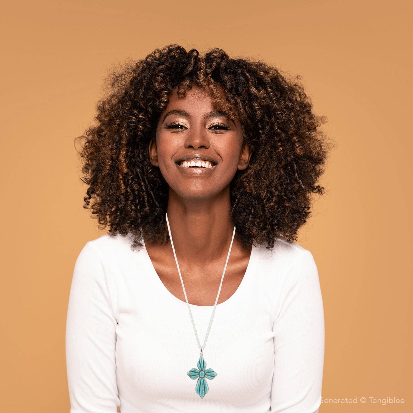 Blue Turquoise Cross Pendant Sterling Silver Necklace EXCLN15T