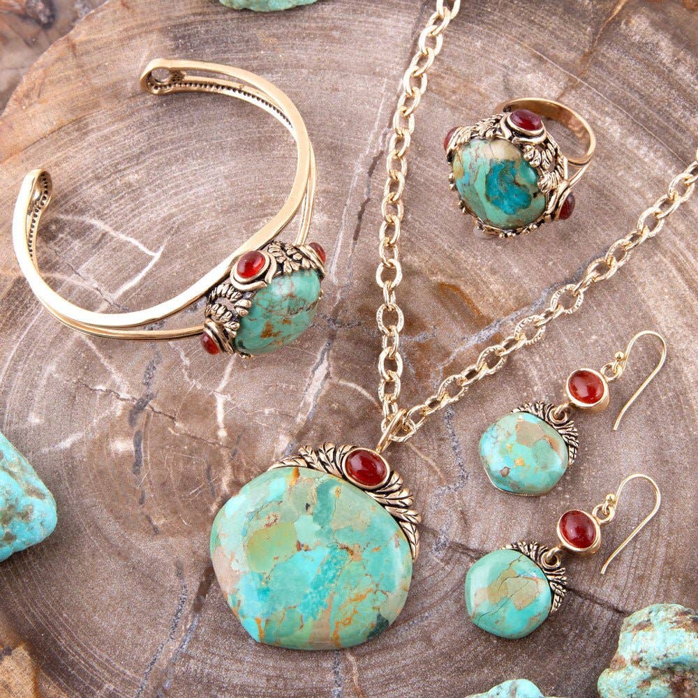 Wilder Turquoise Carnelian and Bronze Cuff Bracelet WDERB01T01B