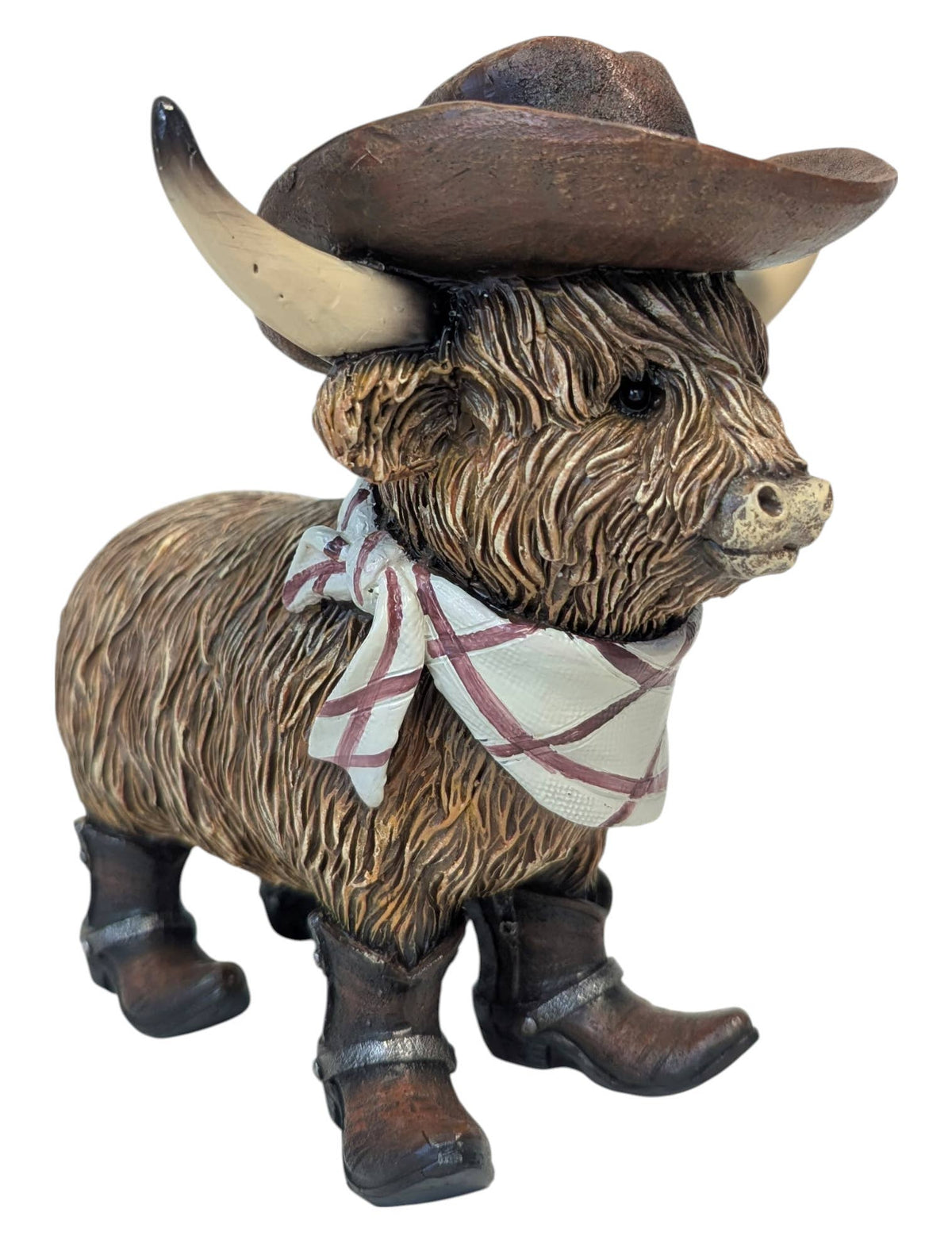 HIGHLAND COW IN COWBOY OUTFIT. 14944