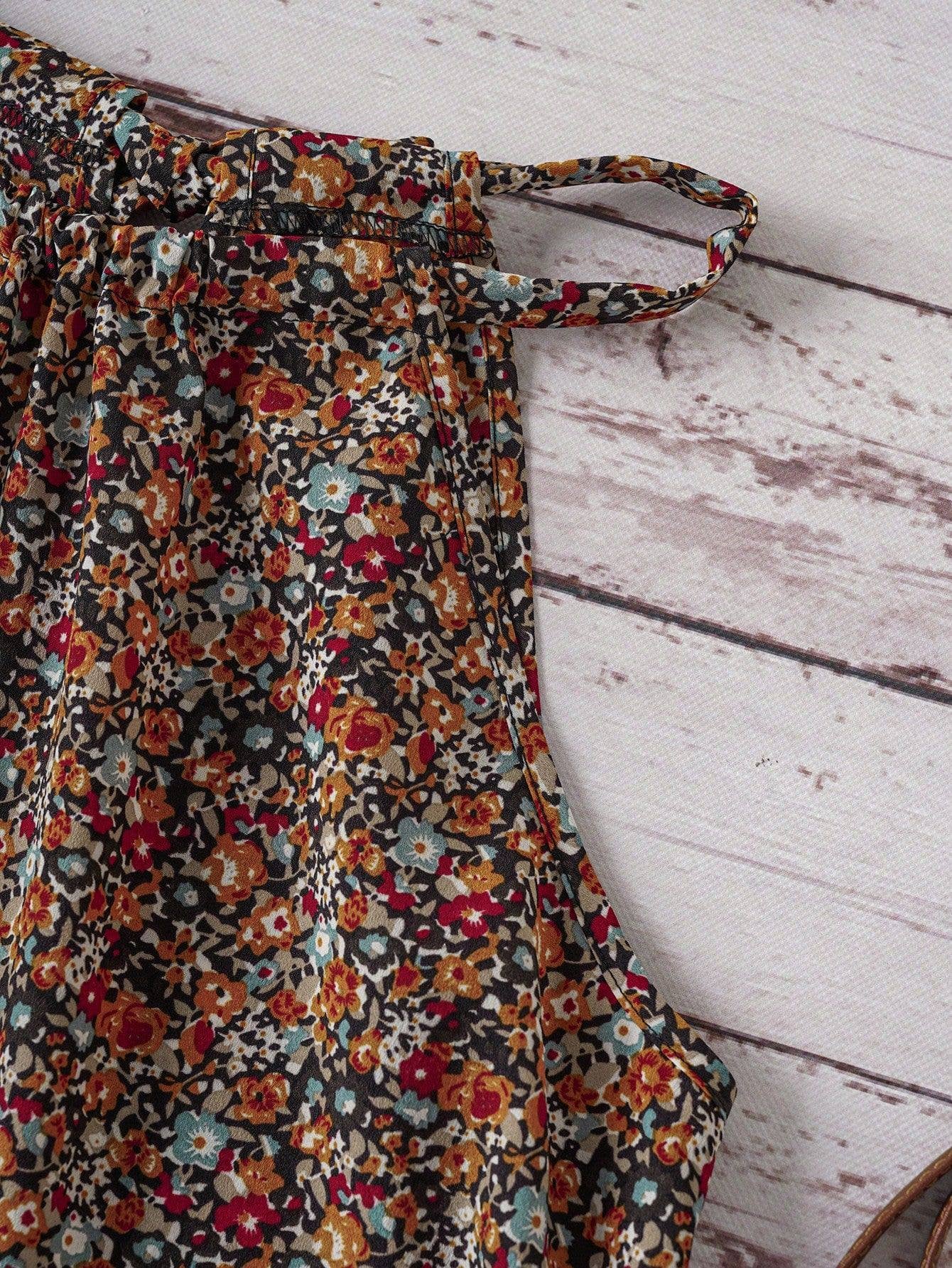 Boho Ditsy Floral Halter Neck Camisole Summer Tank Top