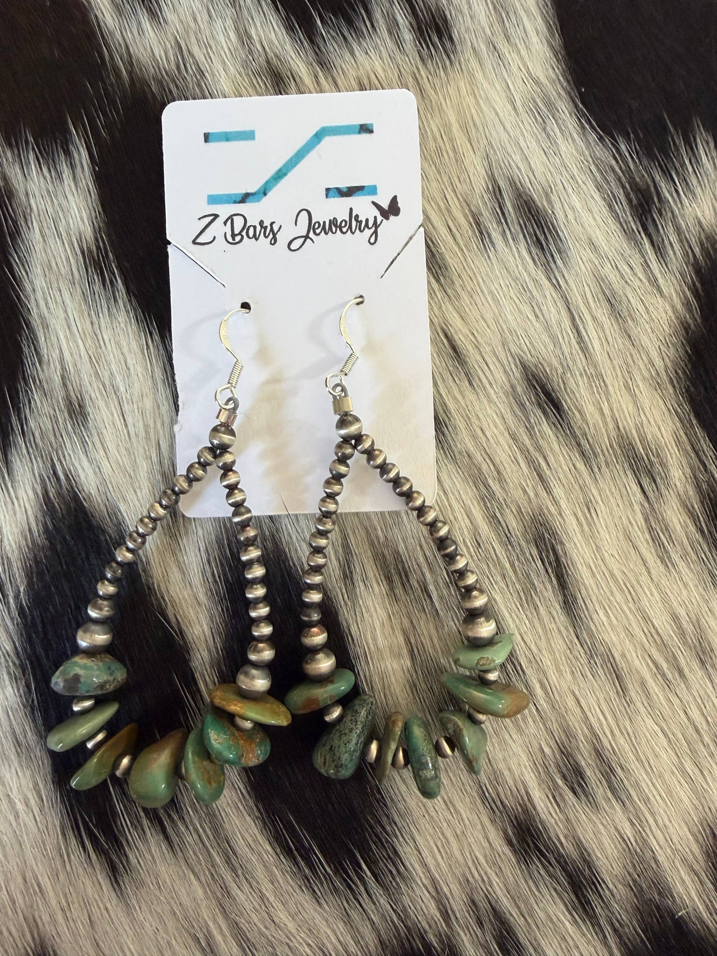 #408 3/4/5mm Sterling Silver&Genuine Turquoise Disk Earrings