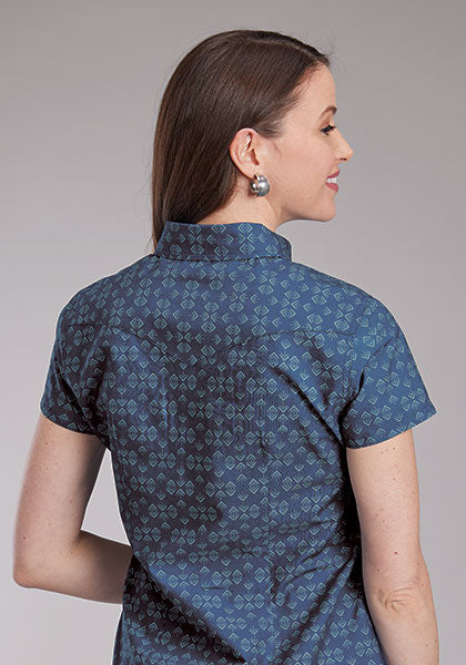Roper Ladies SS Snap Shirt Blue Diamonds 35164247BU