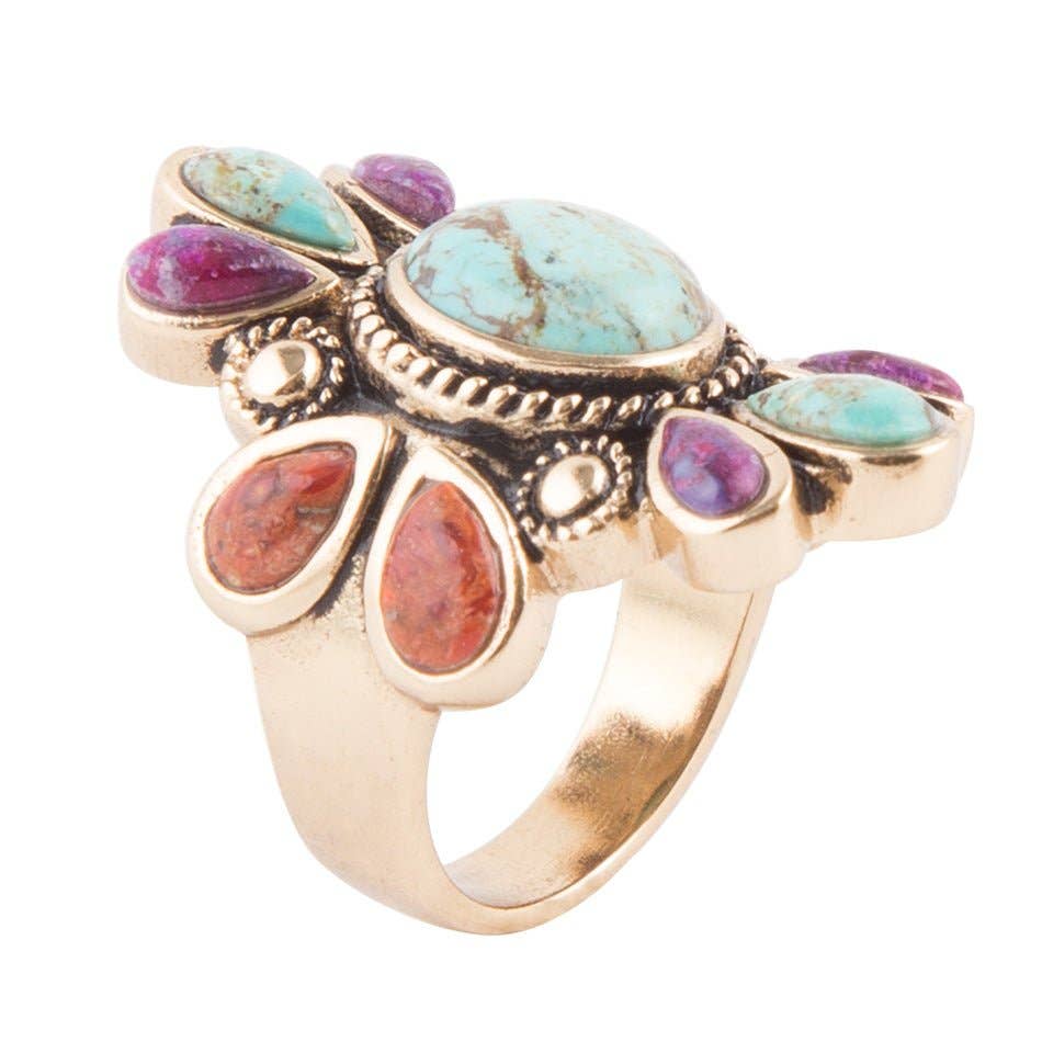 Native Color Turquoise Multi Stone RingLEGAR01PUM9B