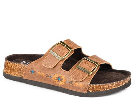 Roper Tan Leather Aztec Slide 9216073735TA