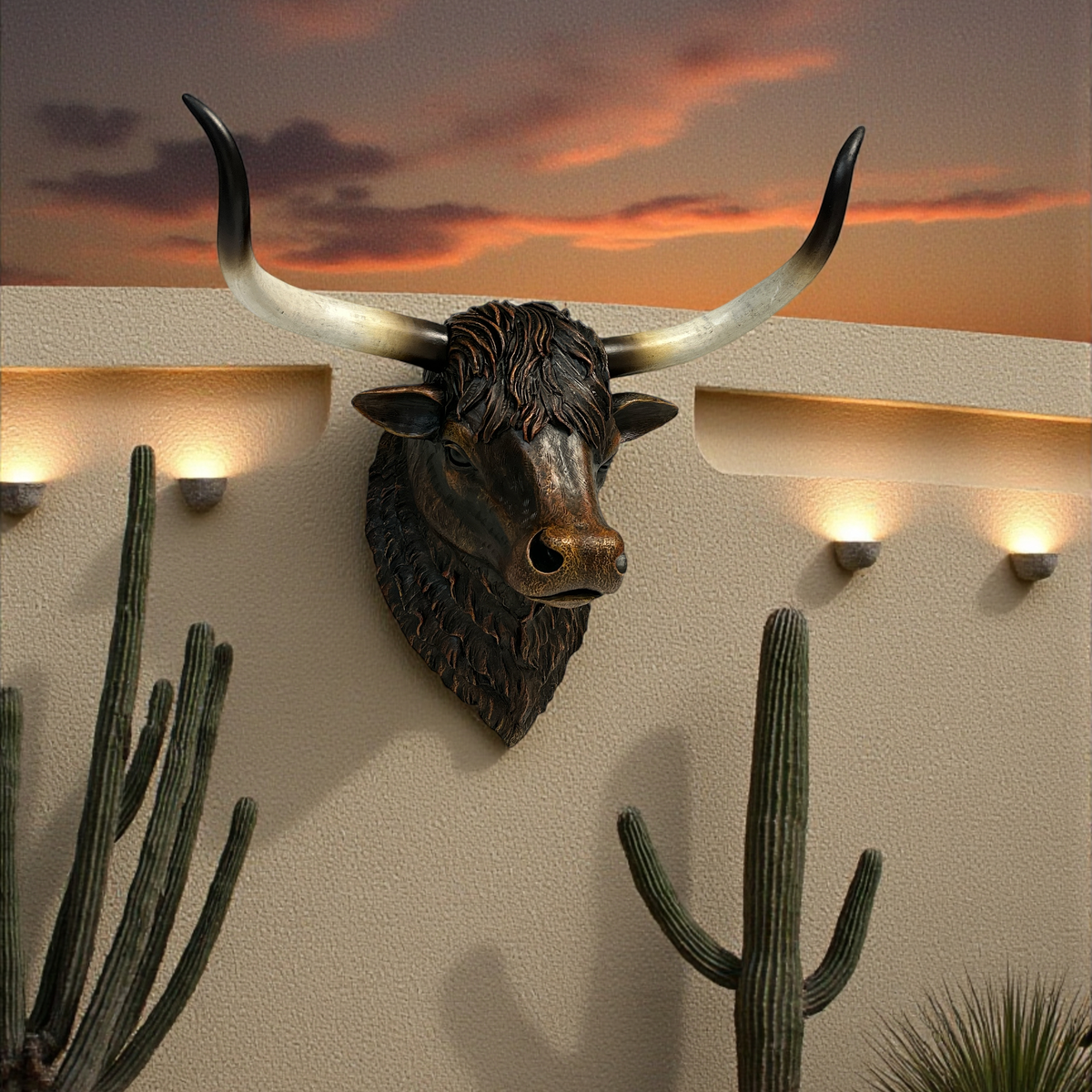 Rustic Longhorn Bull Head Wall Decor 14083