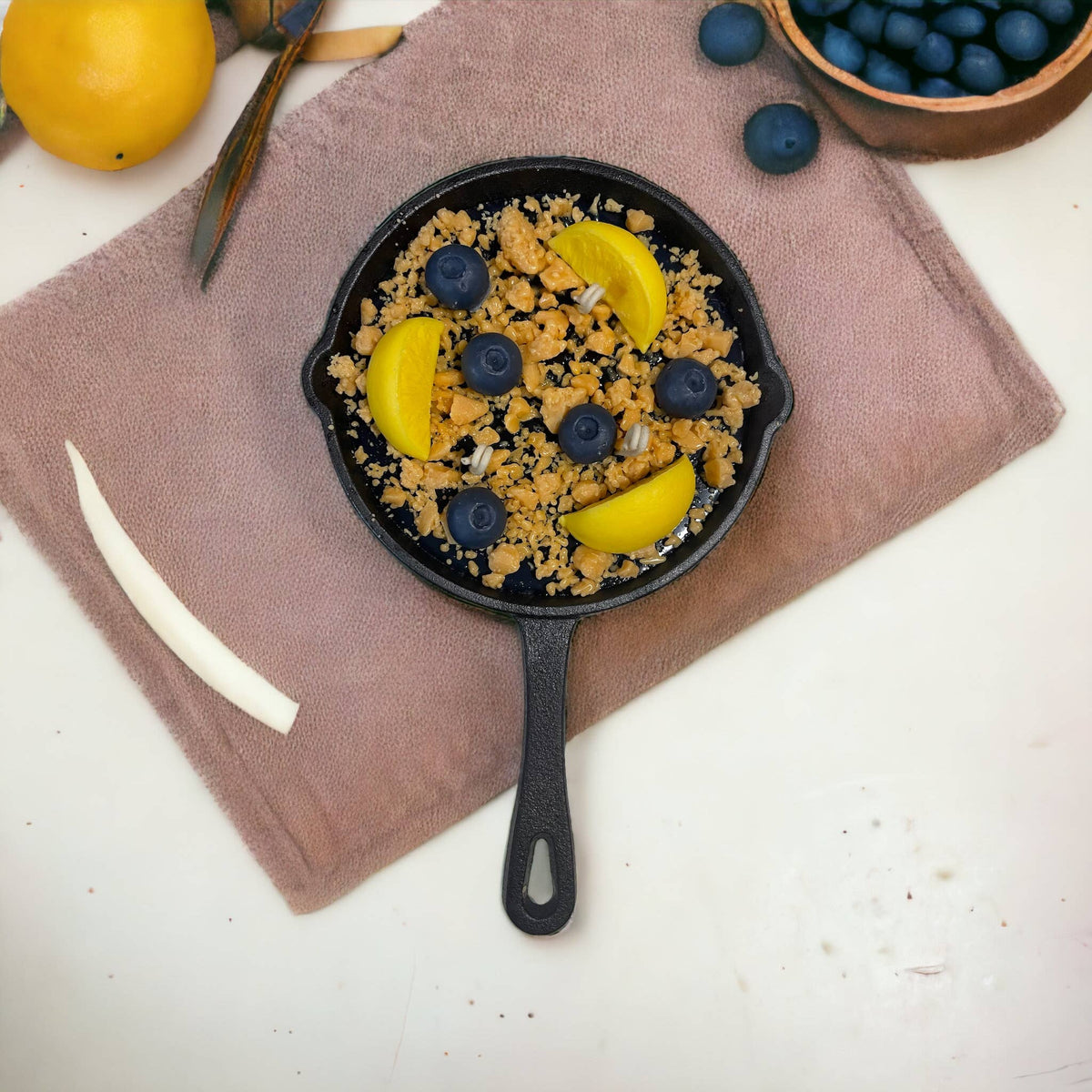 Lemon Blueberry Cobbler skillet