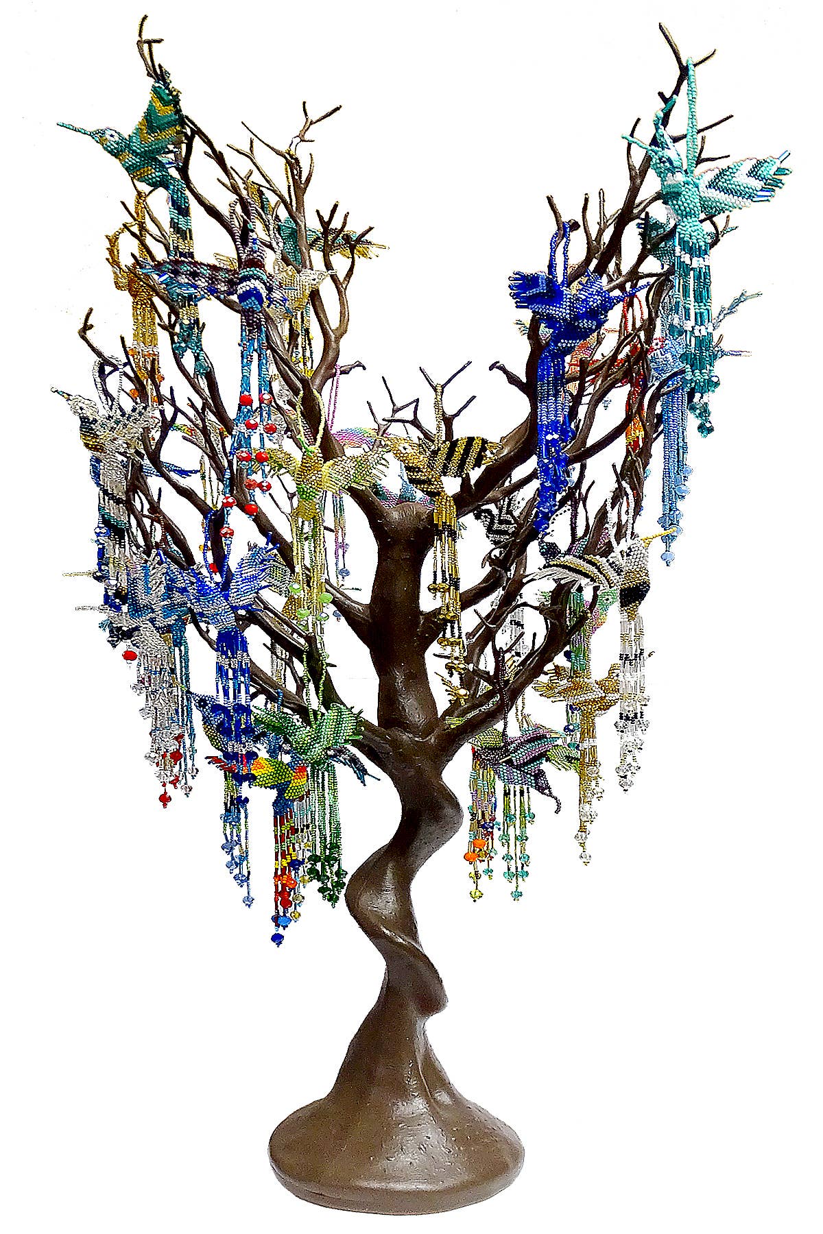 Beaded Hummingbird Ornament Seed Bead Figurine Fringe Dangle