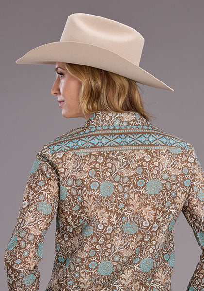 Stetson Ladies LS Blouse Carnation Border 110500590501TA