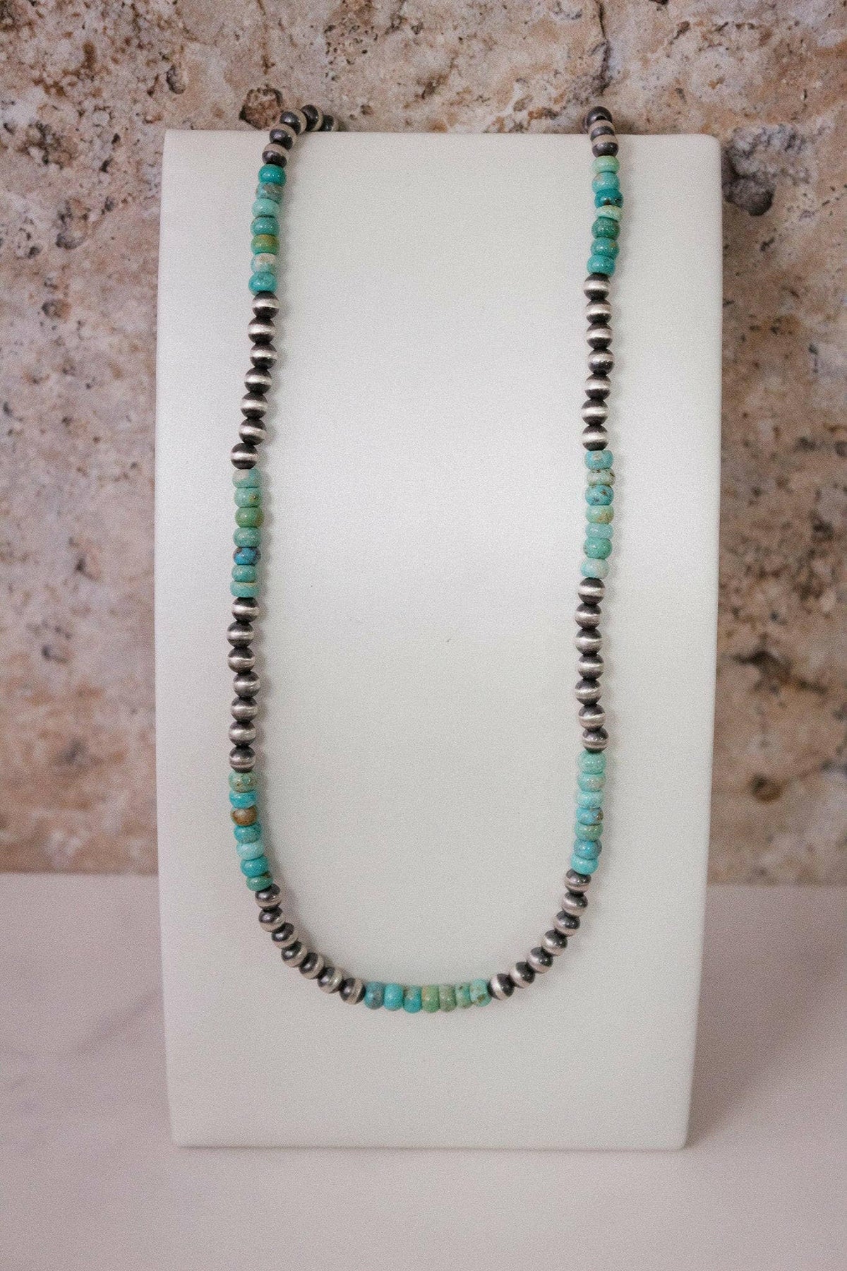 Turquoise Slab Cluster & Desert Pearl Necklace J-162