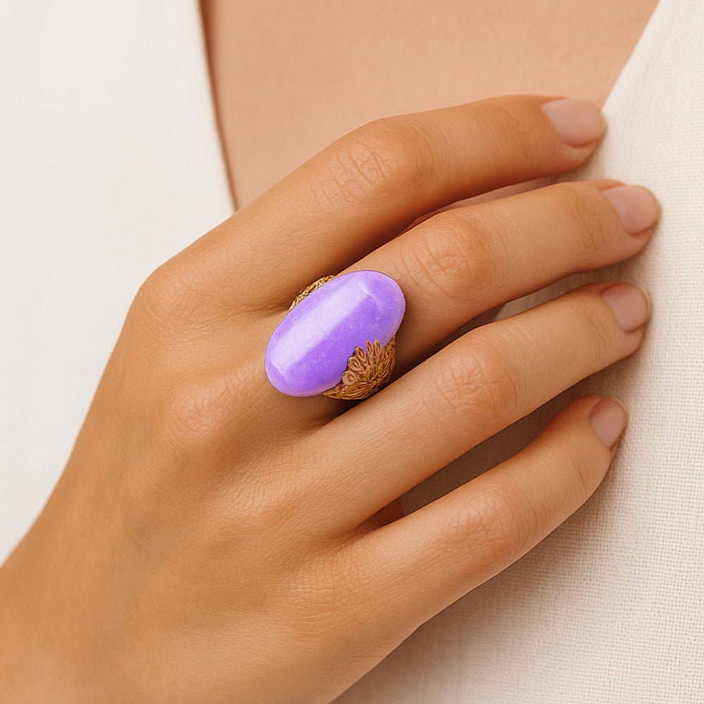 Sari Purple Quartz Golden Statement Ring