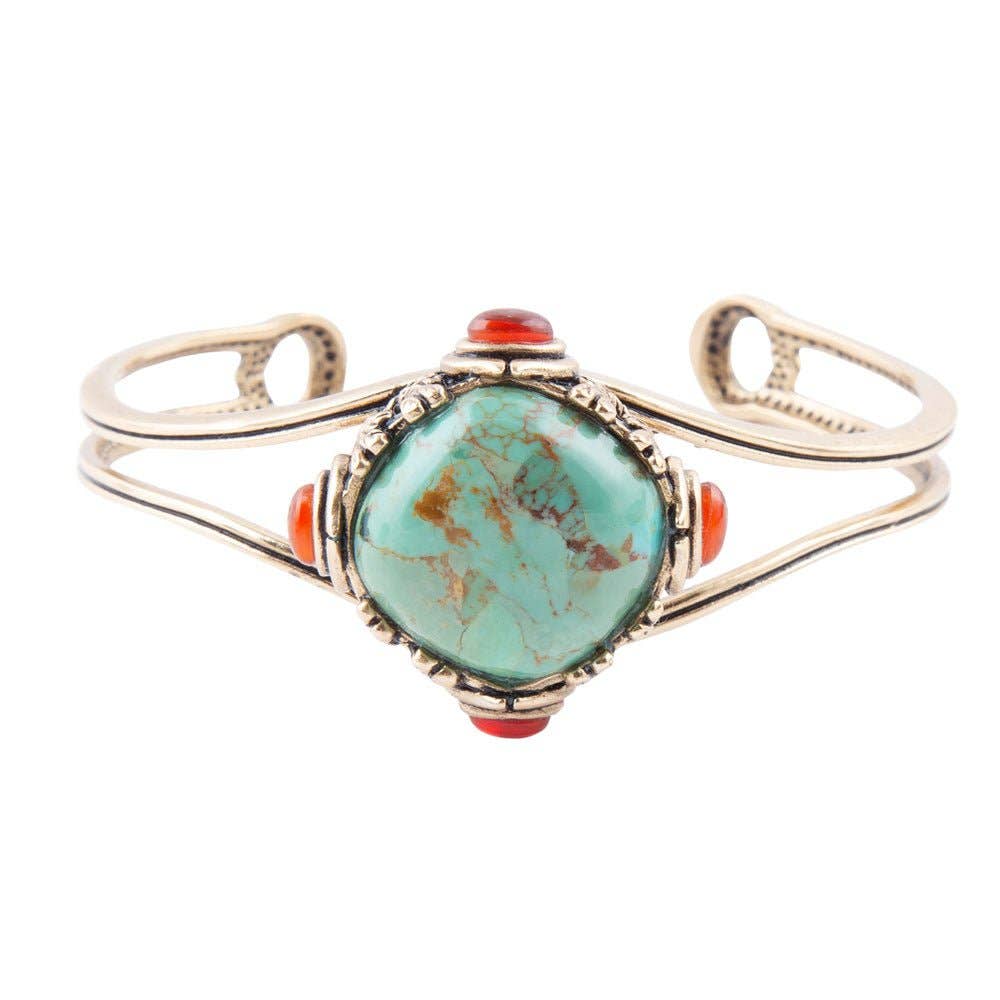 Wilder Turquoise Carnelian and Bronze Cuff Bracelet WDERB01T01B