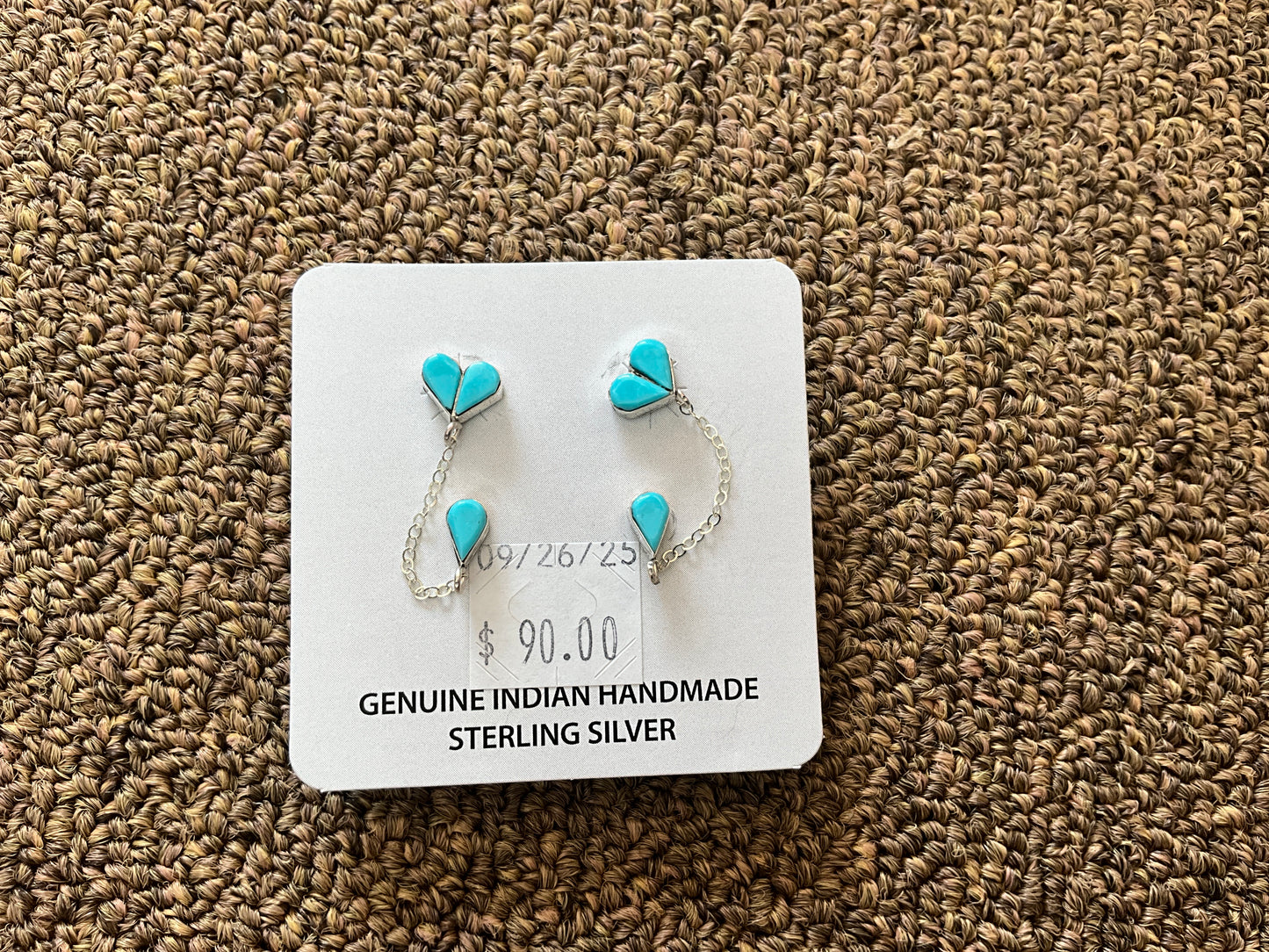 Earring Silver Heart & Teardrop Turquoise