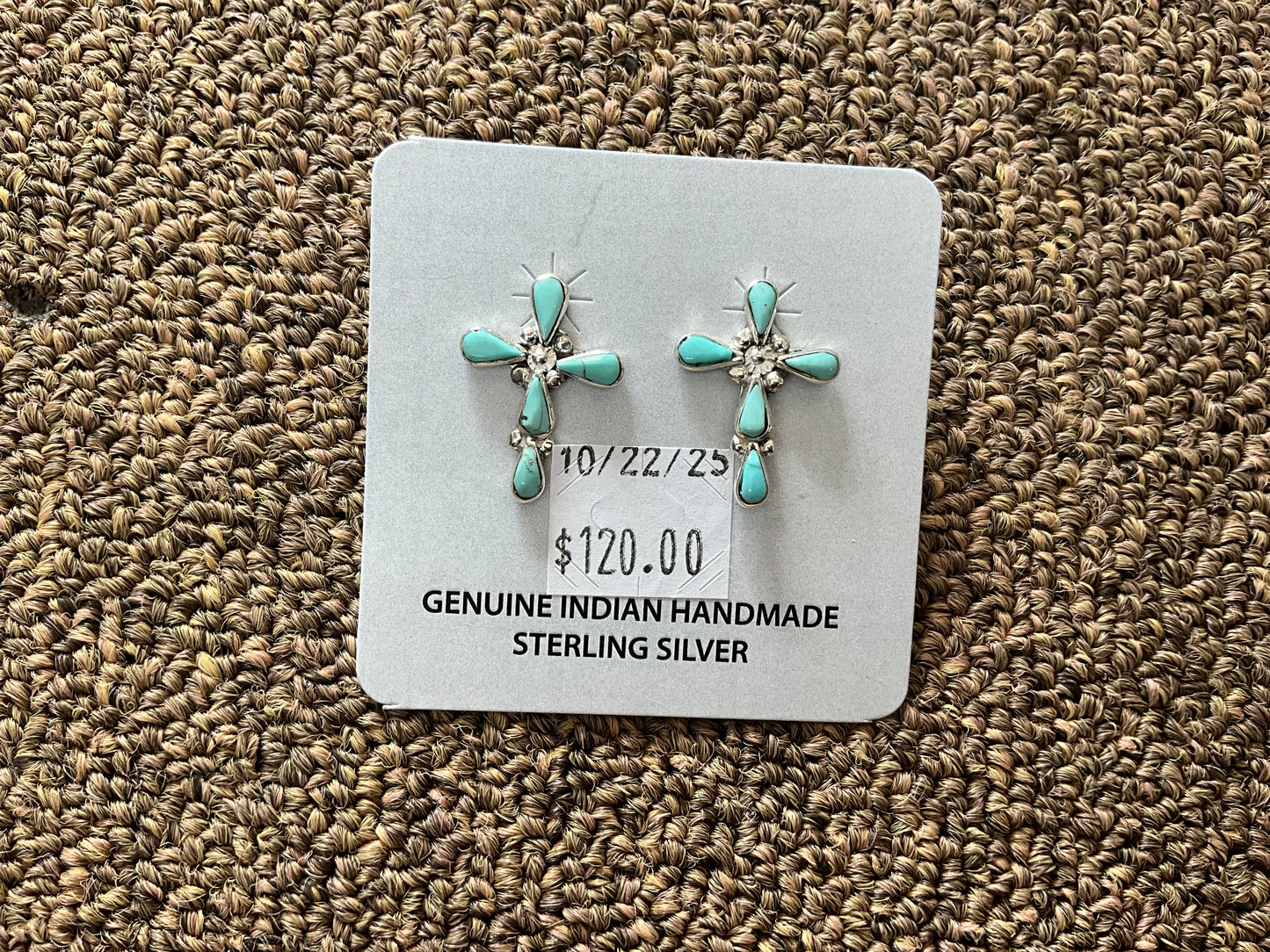 Earring Silver Cross Turquoise ER102225