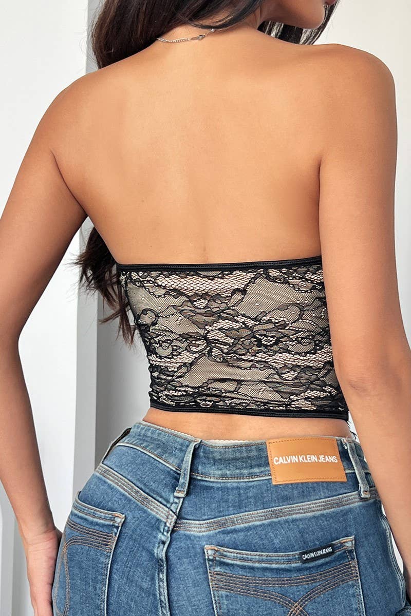 Rose Floral Lace Sexy Corset: Black RCJY03285
