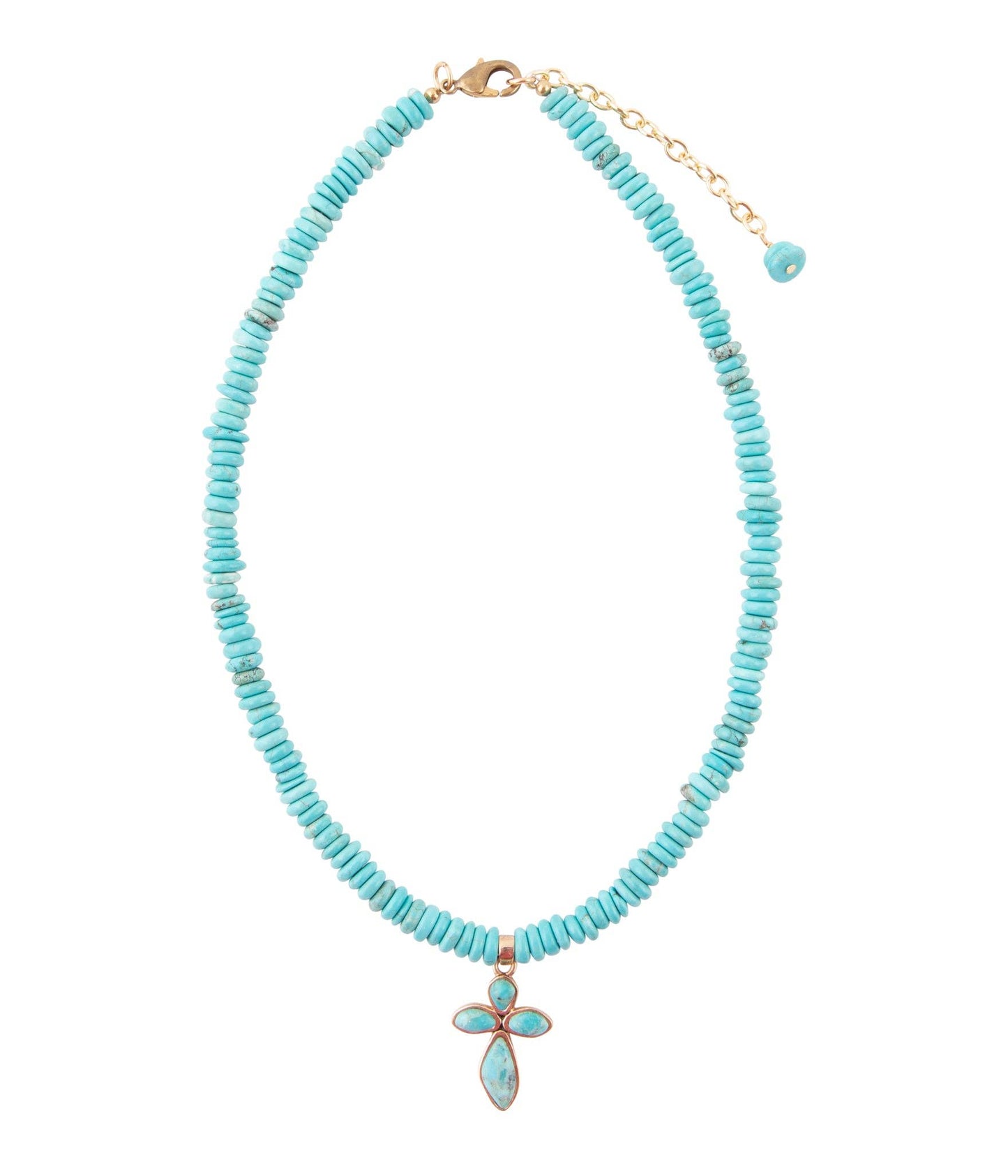 Blue Turquoise on the Cross Pendant Necklace PRSCN08T01B