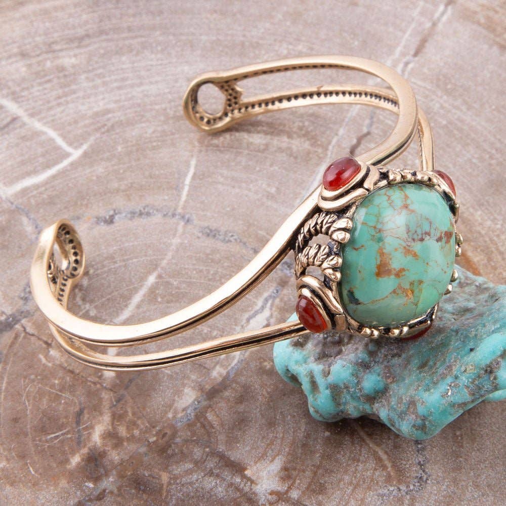 Wilder Turquoise Carnelian and Bronze Cuff Bracelet WDERB01T01B