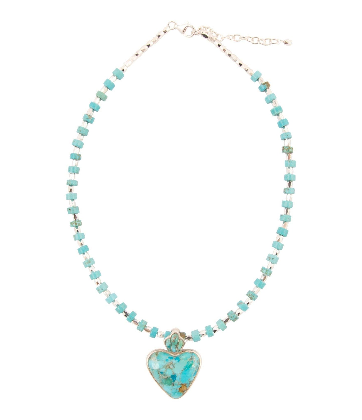 Blue Turquoise Heart Sterling Silver Pendant Necklace