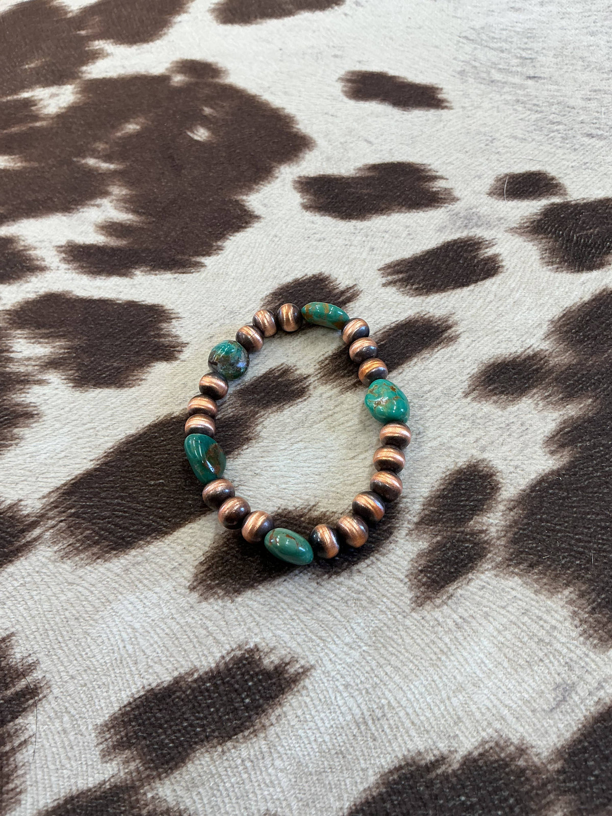 8mm Copper pearls & turquoise #711