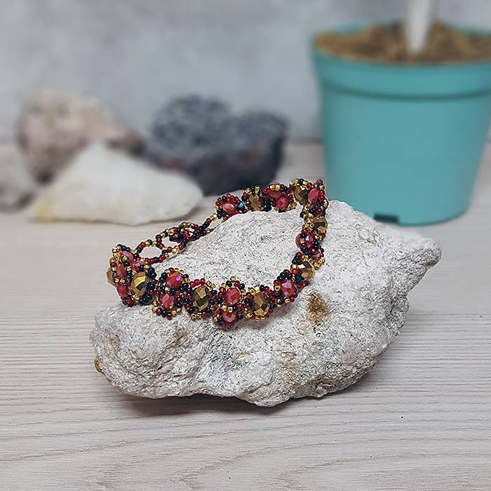 Guatemalan Large Crystal Bead Link Bracelet LINDABR