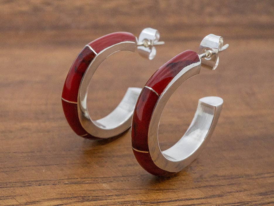 Stone Hoops, Red Jasper