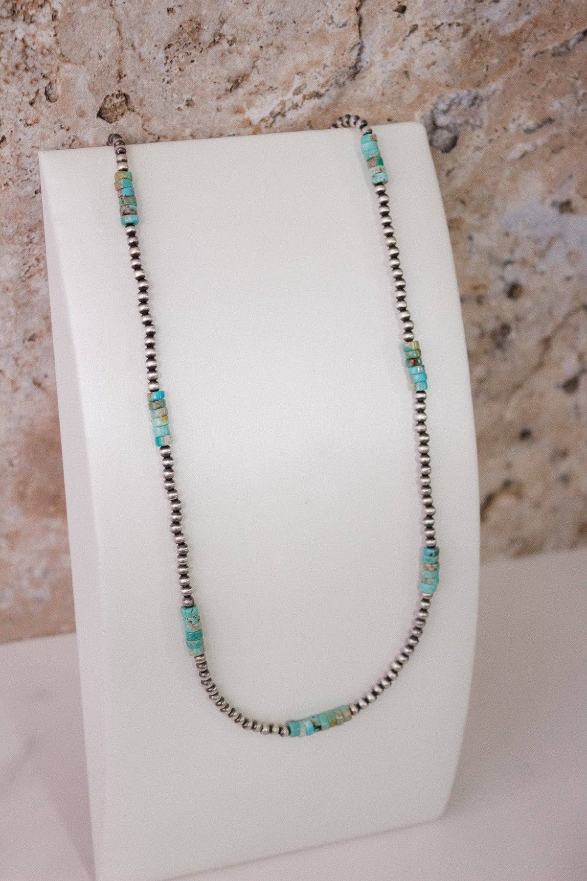 Turquoise Slab Cluster & Desert Pearl Necklace J-162
