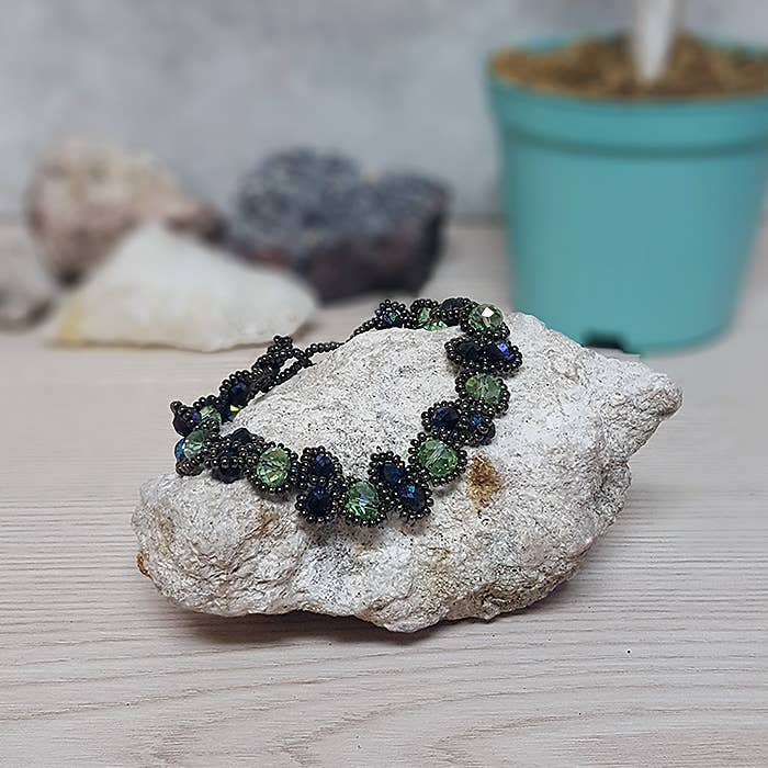 Guatemalan Large Crystal Bead Link Bracelet LINDABR