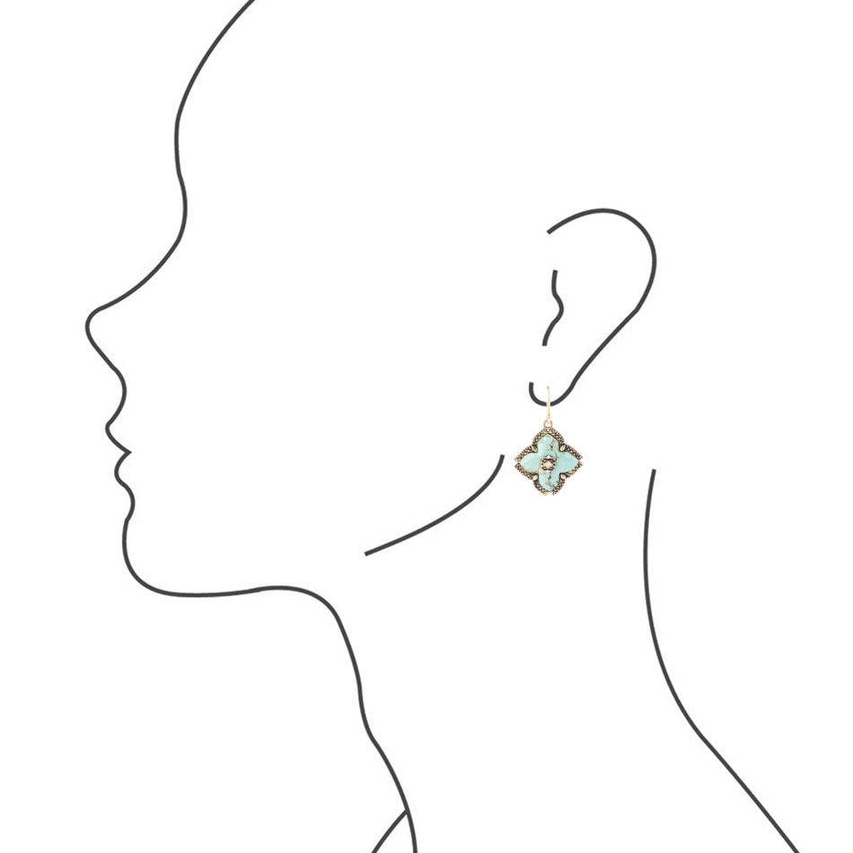Turquoise Maltese Cross Earrings MEMEE03T01