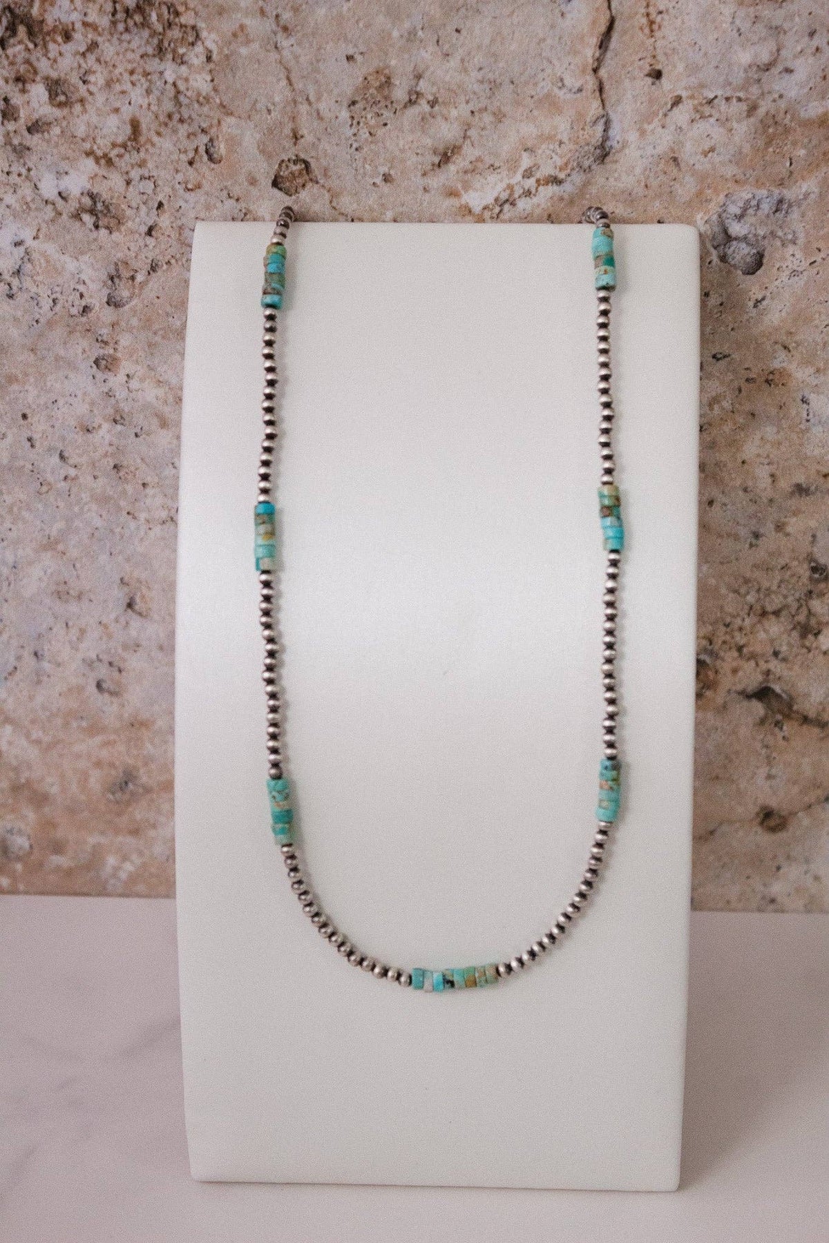 Turquoise Slab Cluster & Desert Pearl Necklace J-162