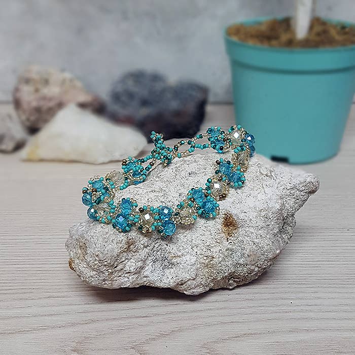 Guatemalan Large Crystal Bead Link Bracelet LINDABR