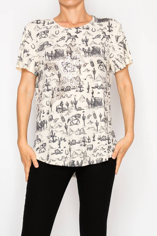 Sequin Star Embellished Soft Tee OLS4765BG