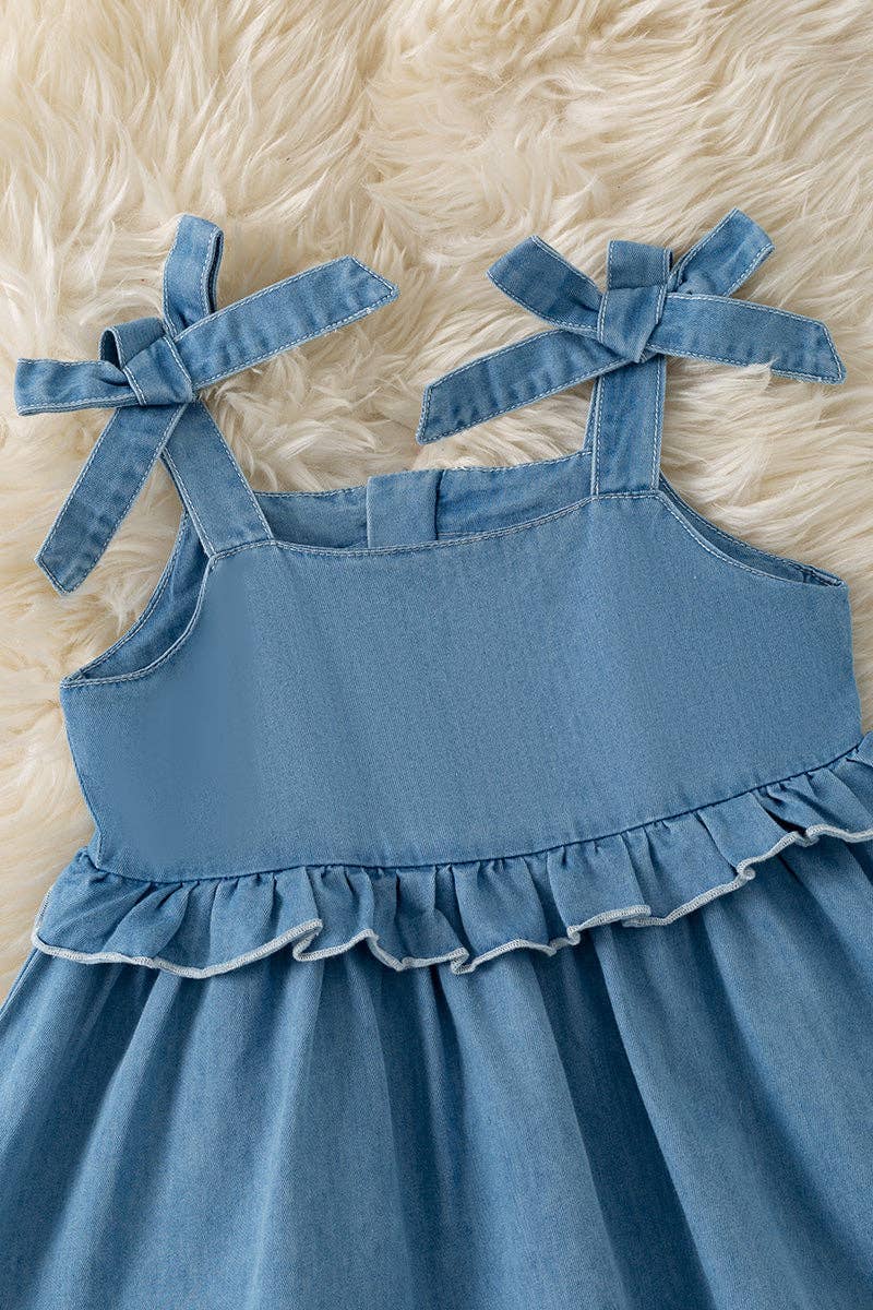 Lt. blue denim dress with ruffle detail DRG60415
