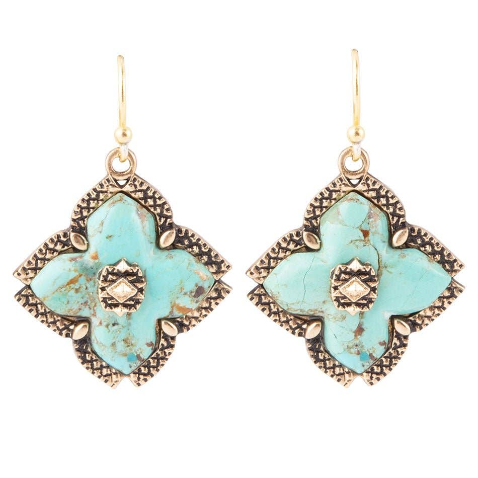 Turquoise Maltese Cross Earrings MEMEE03T01