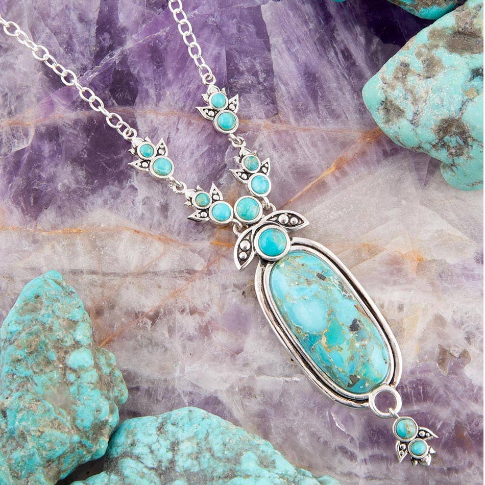 Emile Silver and Blue Turquoise Pendant Necklace EMILN01T01P