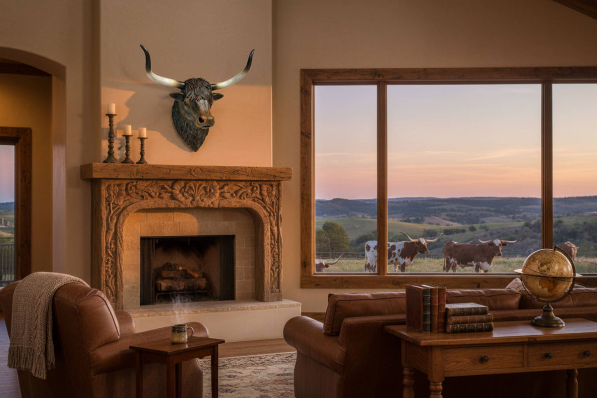 Rustic Longhorn Bull Head Wall Decor 14083