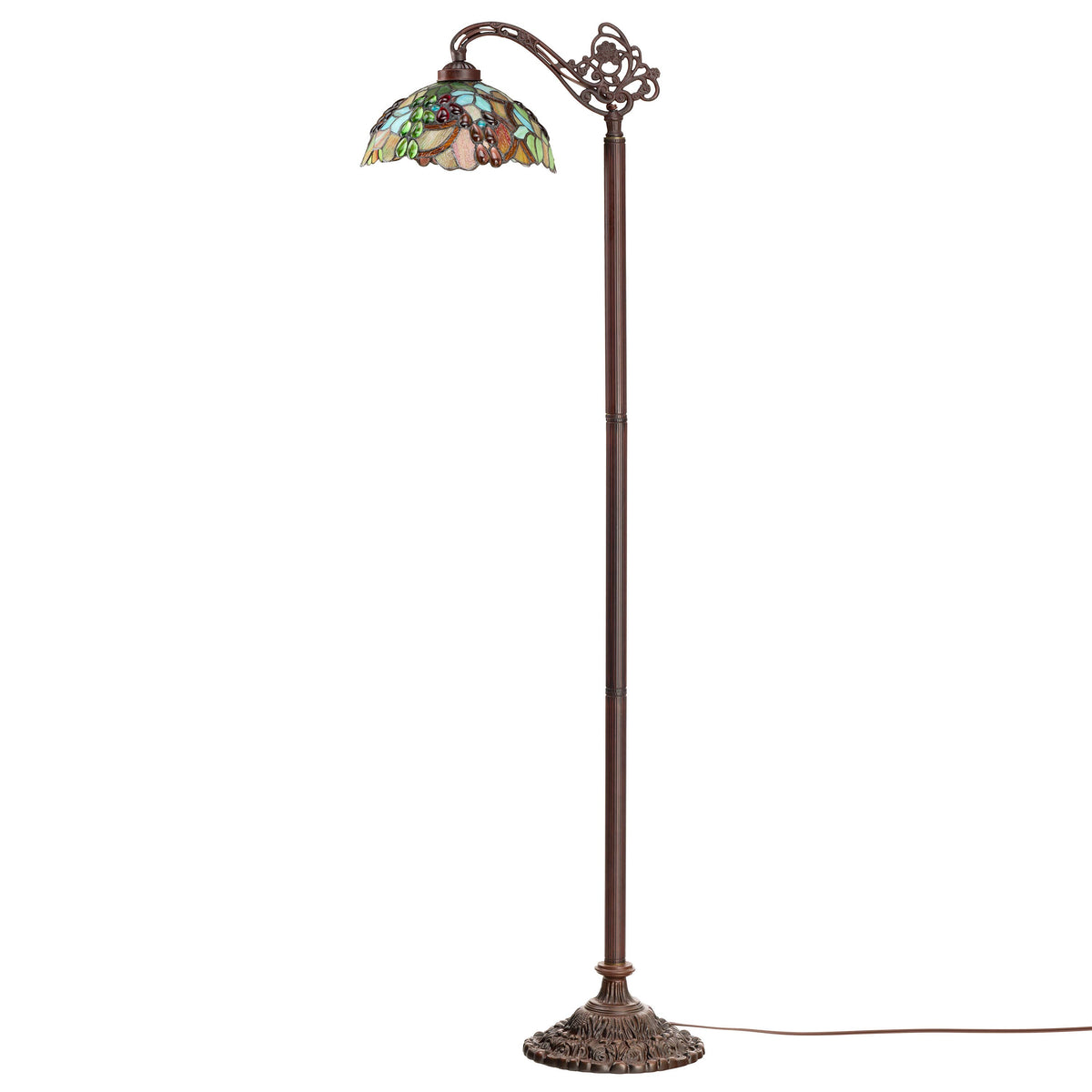 60" Victoria Stained Glass Candlestick Base Floor Lamp