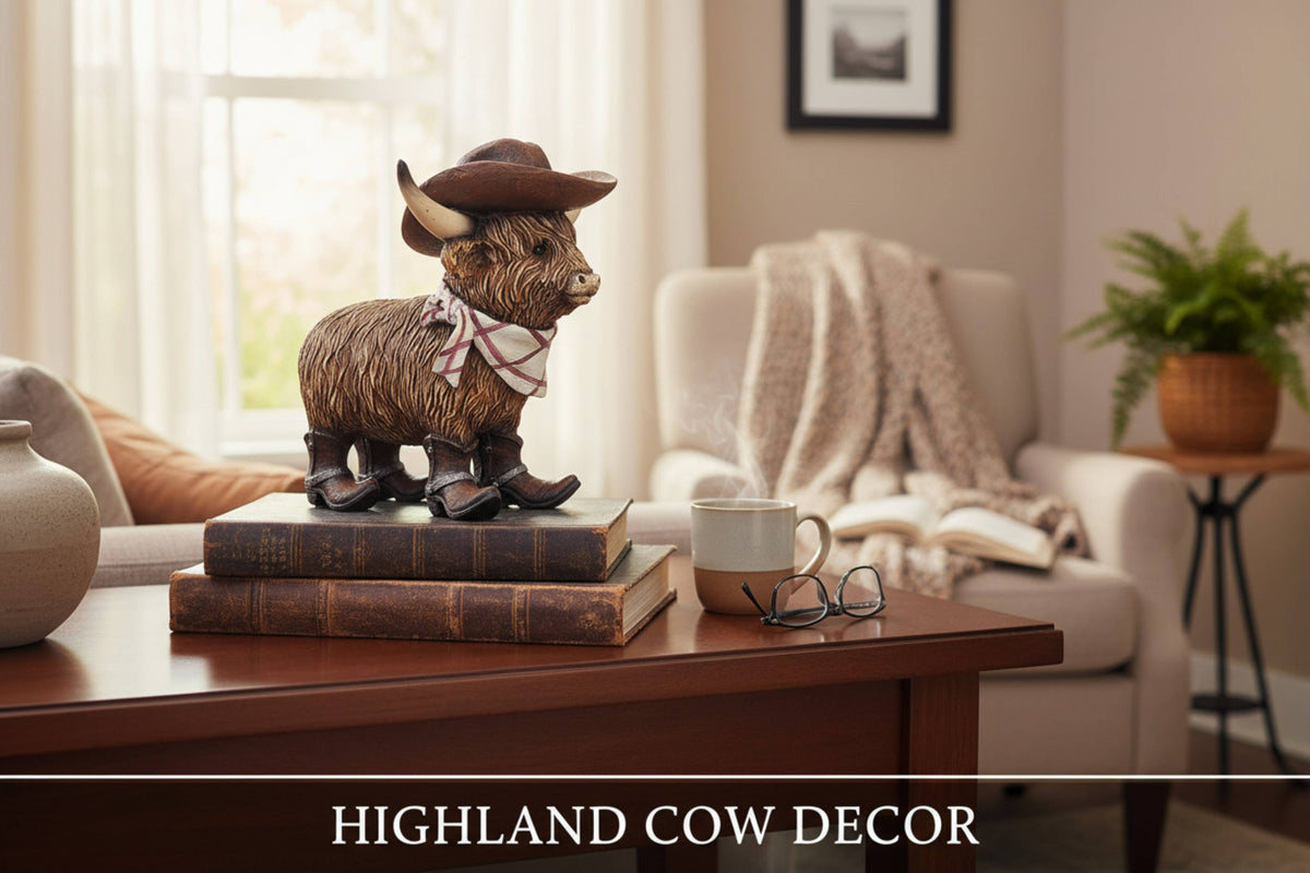 HIGHLAND COW IN COWBOY OUTFIT. 14944