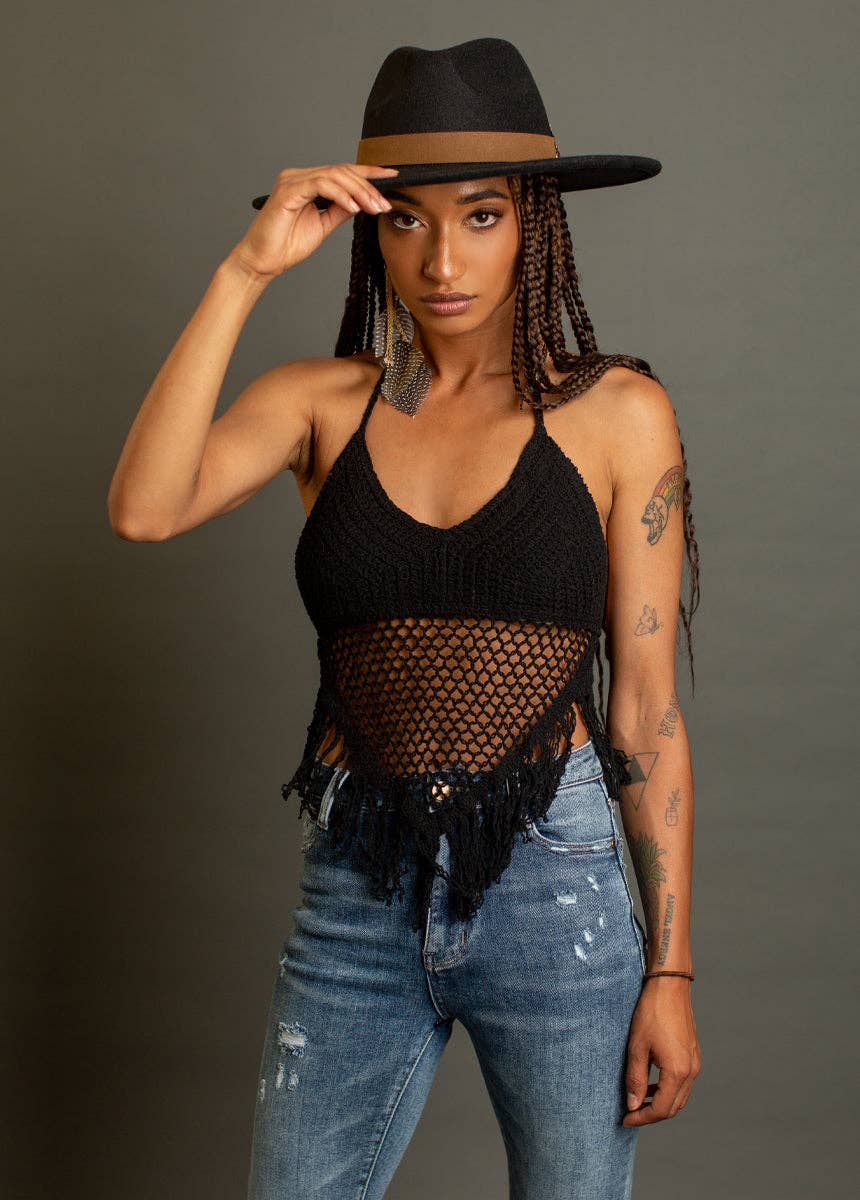 Women's Wrenley Crochet Top in Black 20009976