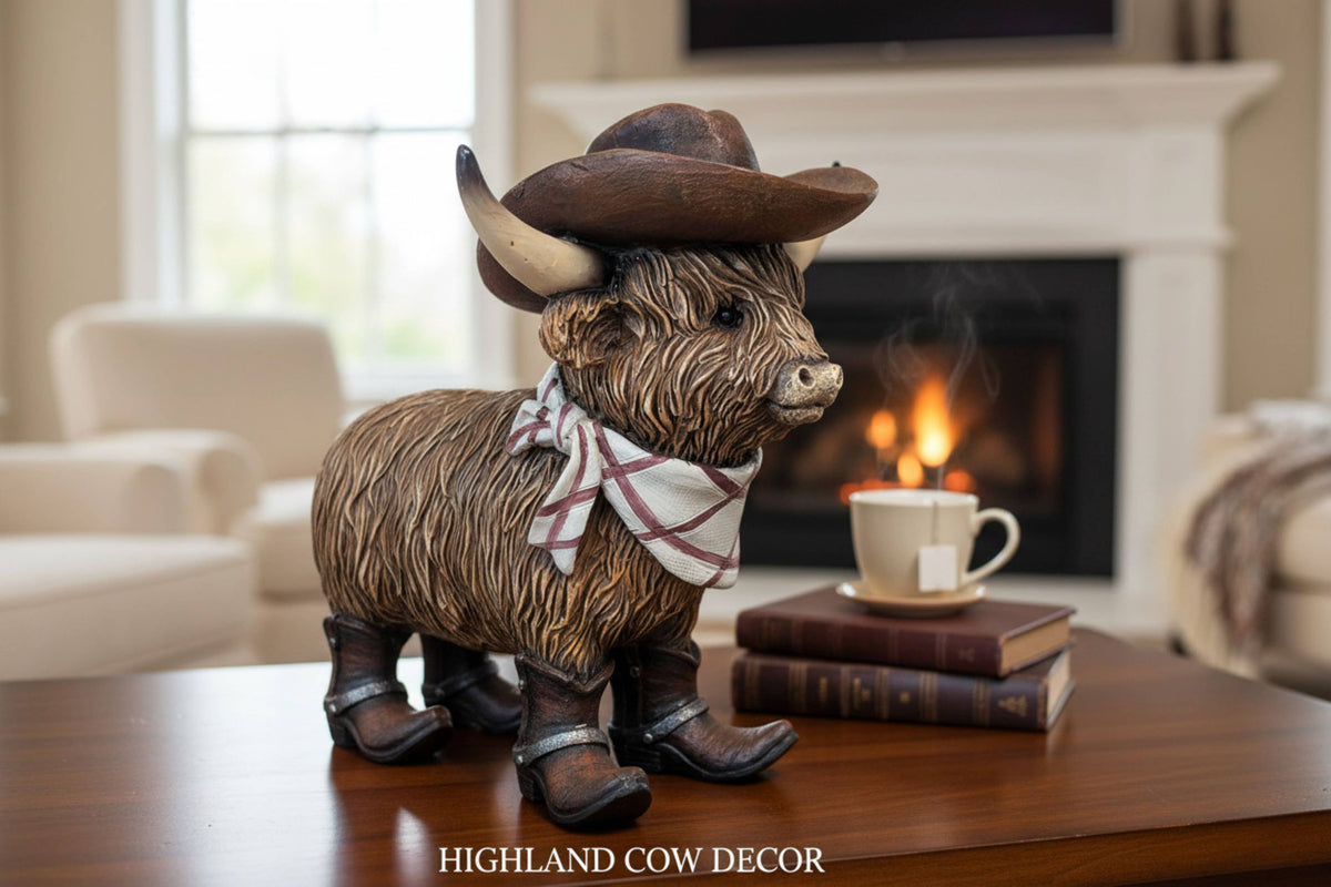 HIGHLAND COW IN COWBOY OUTFIT. 14944