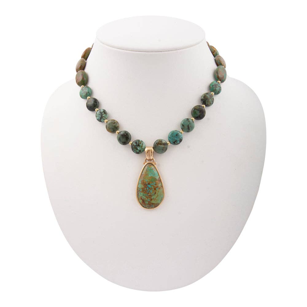 Sublime Genuine Green Turquoise Golden Drop Necklace SUBLN22TG2B