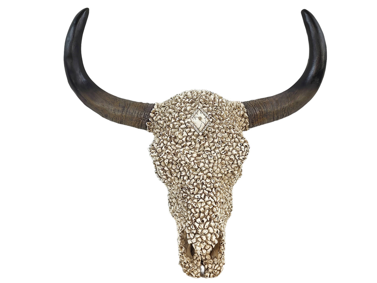Southwestern Textured Longhorn Skull Wall Décor – Hand-Paint 15456