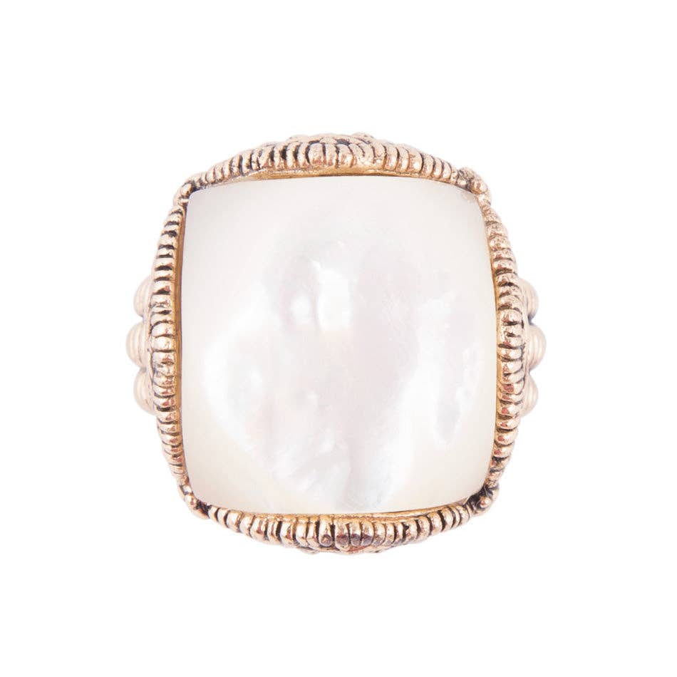 White Mother of Pearl Golden Chunky Ring