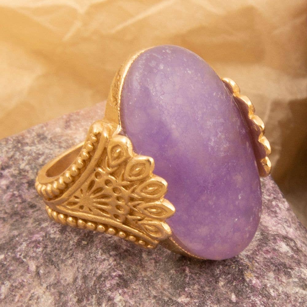 Sari Purple Quartz Golden Statement Ring
