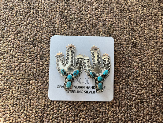 Earring Silver & Turquoise Cactus ER120229