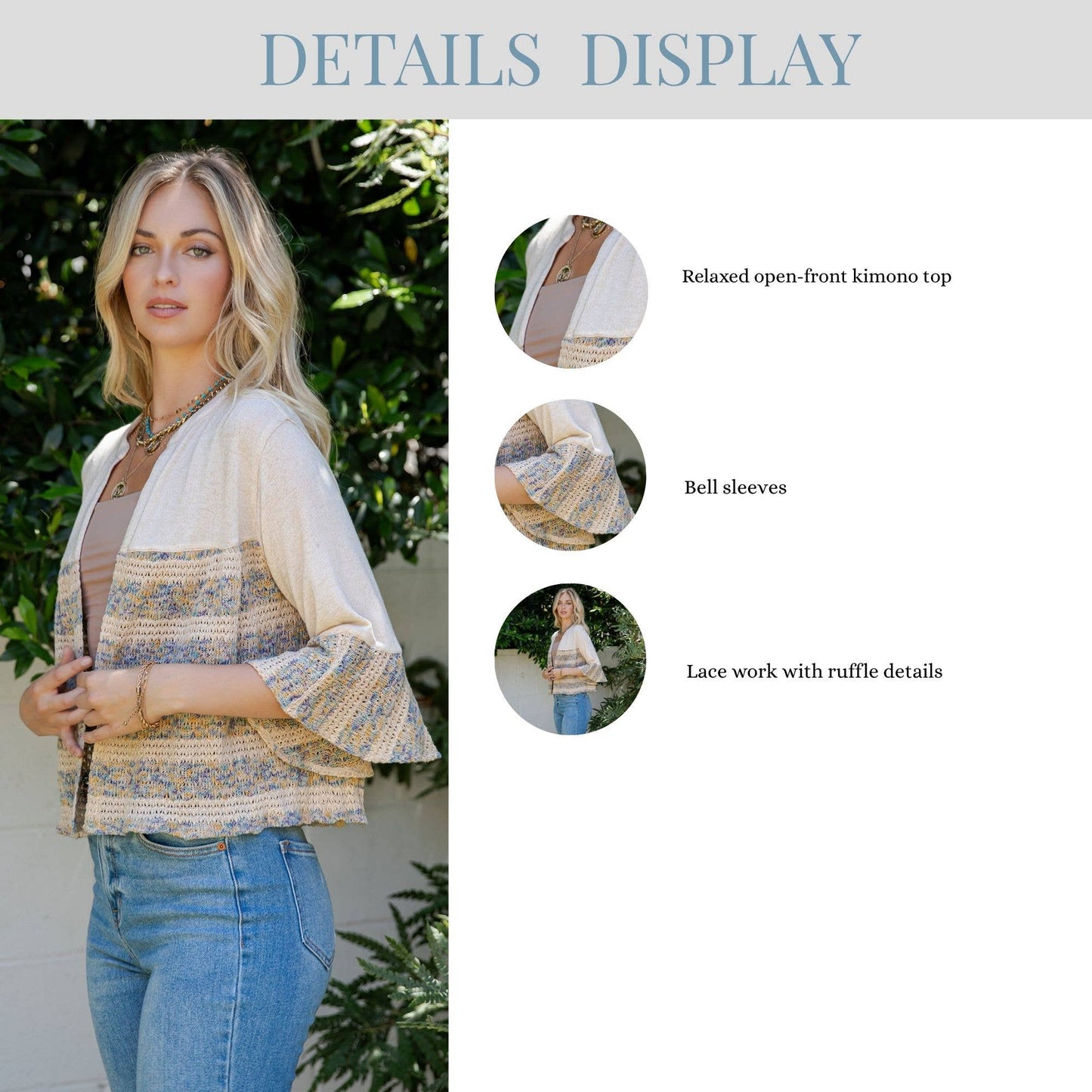 Boho Chic: Tiered Patchwork Denim Cropped Shrug TP44379