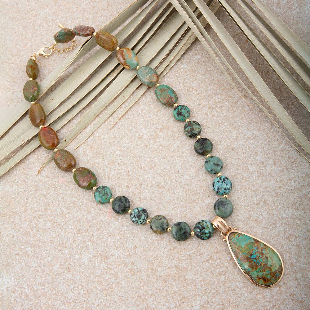 Sublime Genuine Green Turquoise Golden Drop Necklace SUBLN22TG2B