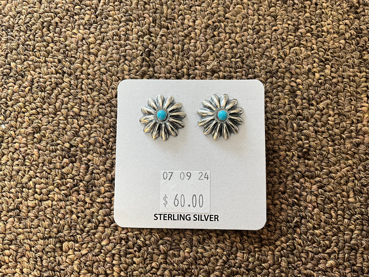 Earring Silver Flower Turquoise ER070924