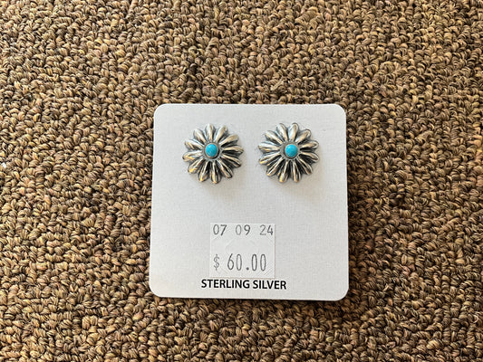 Earring Silver Flower Turquoise ER070924