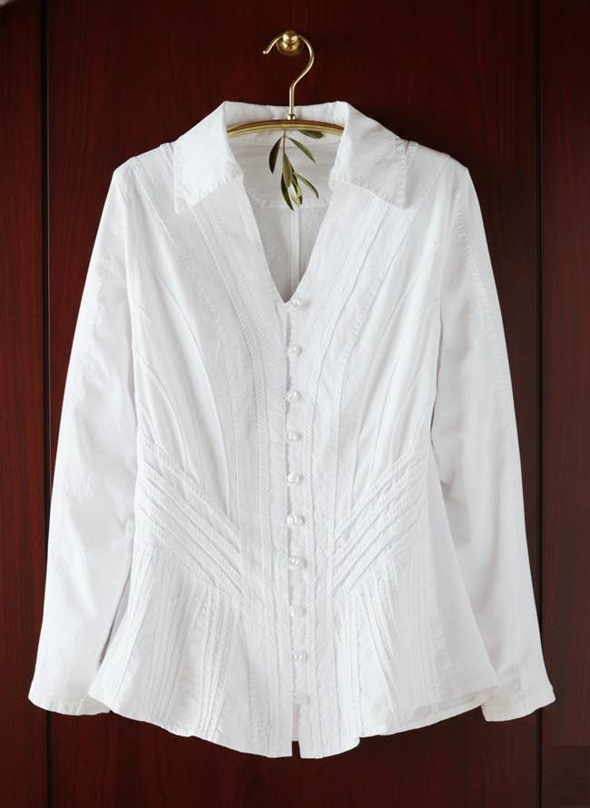 Cotton Blouse Slim-Fit with Contour Stretch Panel LS256