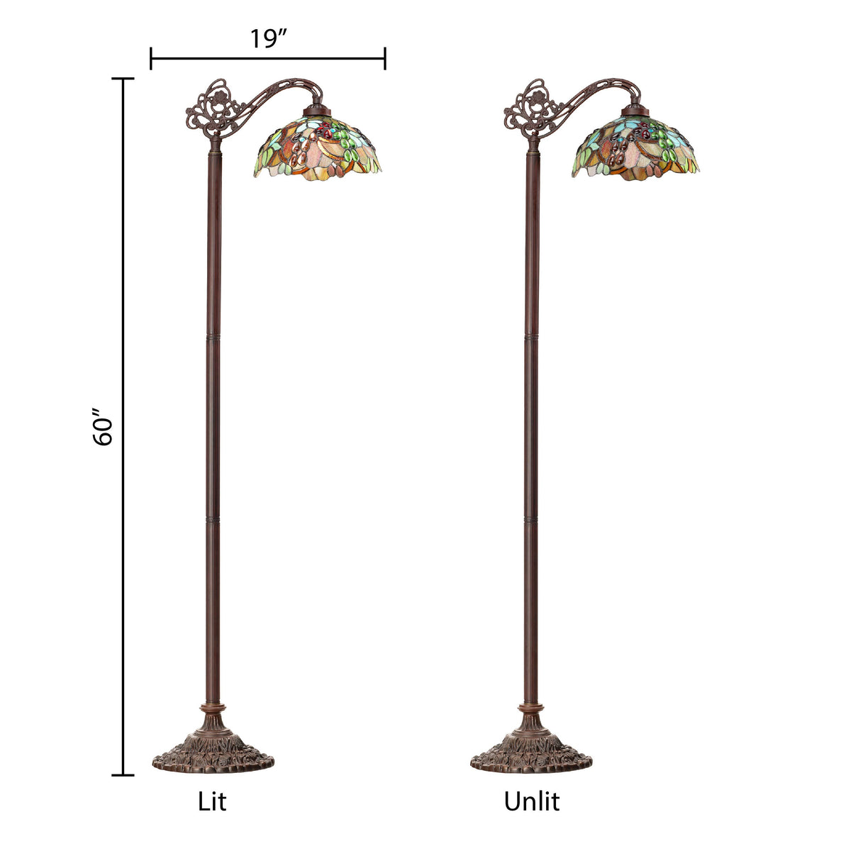 60" Victoria Stained Glass Candlestick Base Floor Lamp